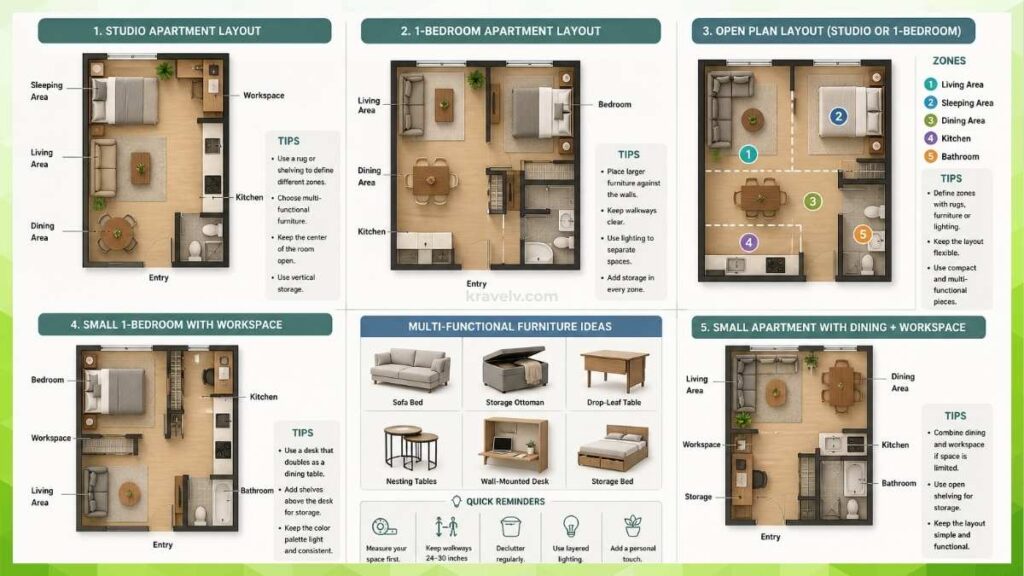 example of smart layouts for small apartments