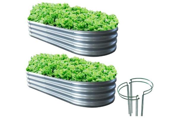 AONNTOO 2pcs 7×3 ft Galvanized Raised Garden Bed, Large Metal Outdoor Planters, Garden Planter Box