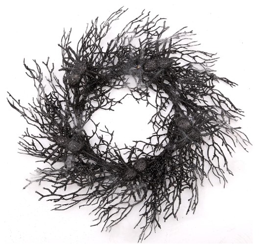 Black Wreath with Spiders and Webs