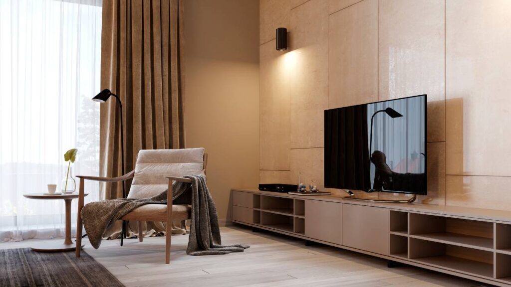 well-lit Neutral-themed Living Room