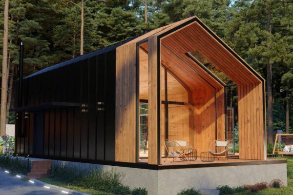 tiny modern home in the forest