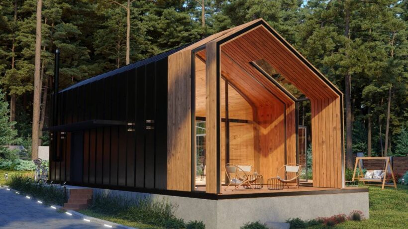 tiny modern home in the forest
