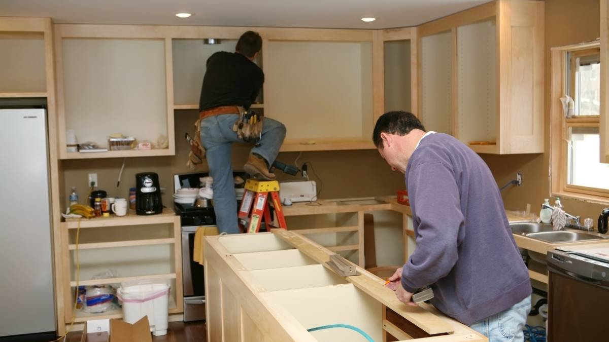 workers doing kitchen remodeling