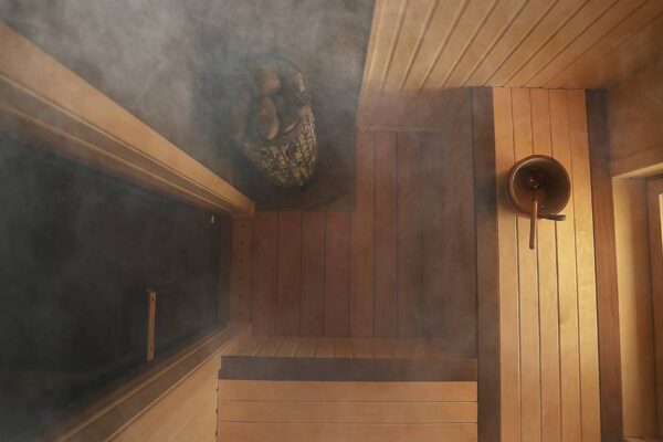 Steam inside a sauna