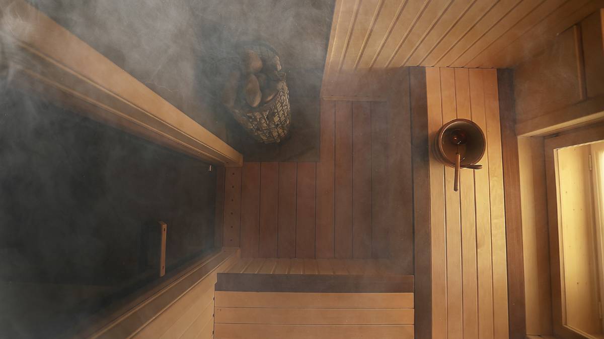 Steam inside a sauna