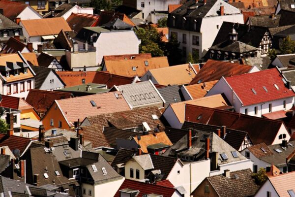 aerial view of different roofs