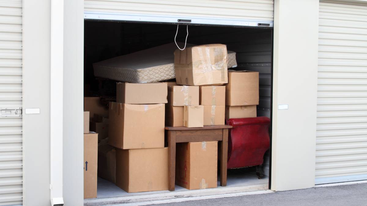 boxes in a storage unit