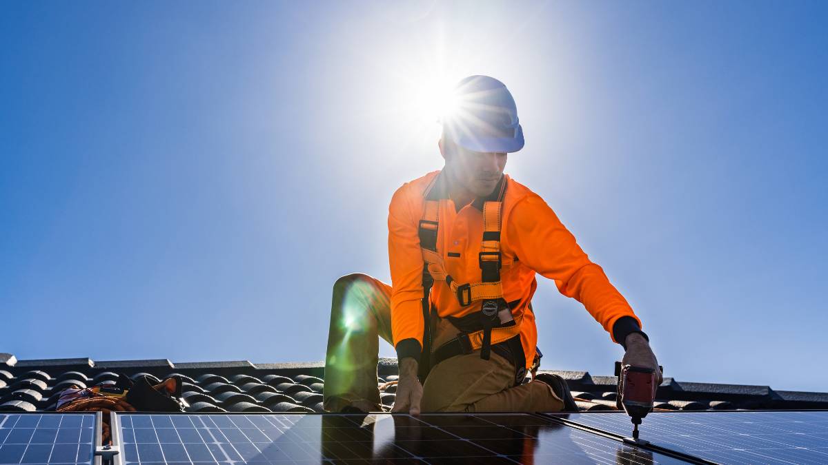 solar panel installation in the roof