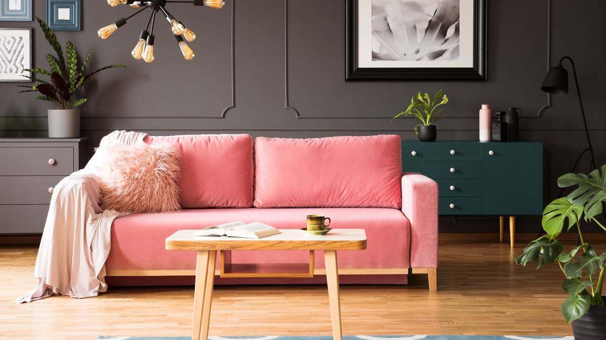 modern pink couch