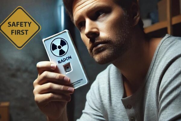 A person holding a radon testing kit.