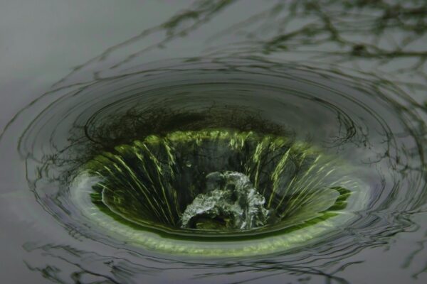 water draining in a sink