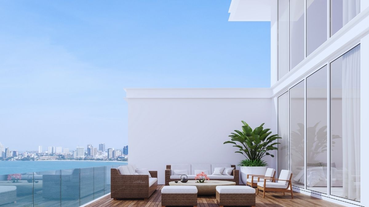 open balcony with clear blue sky