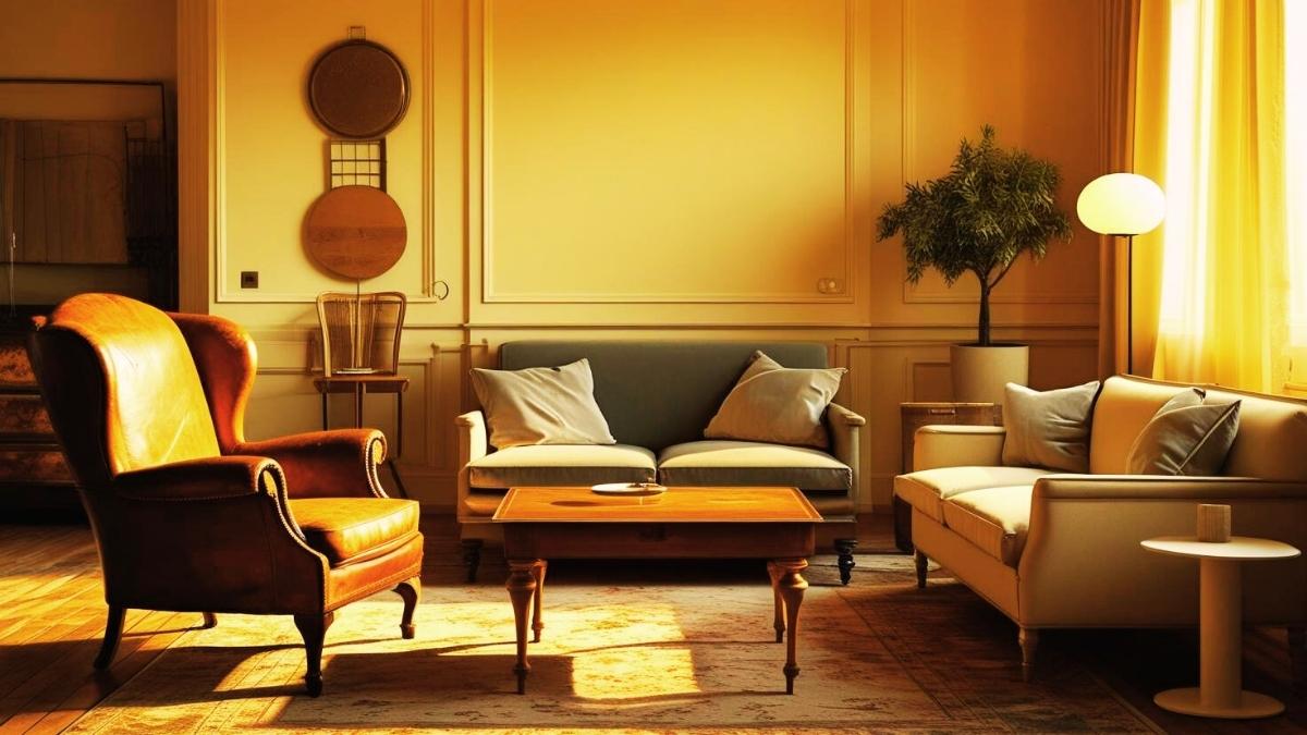 a mix of vintage and modern living room