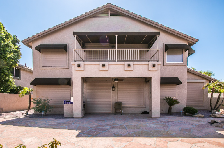 modern home with security shutters