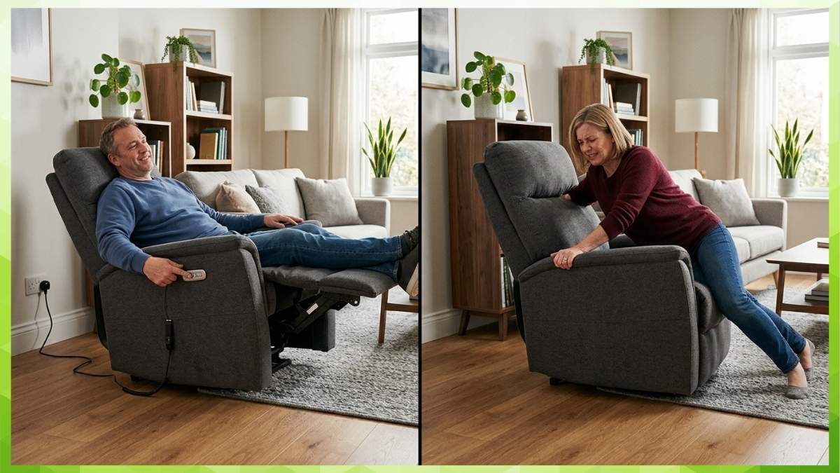 Power recliner vs manual recliner illustration