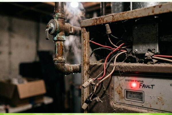 faulty and rusted heating system
