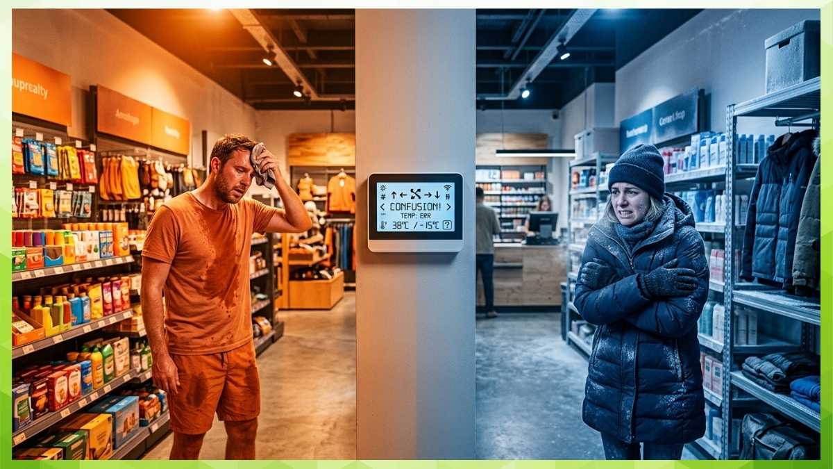 split screen of a retail store