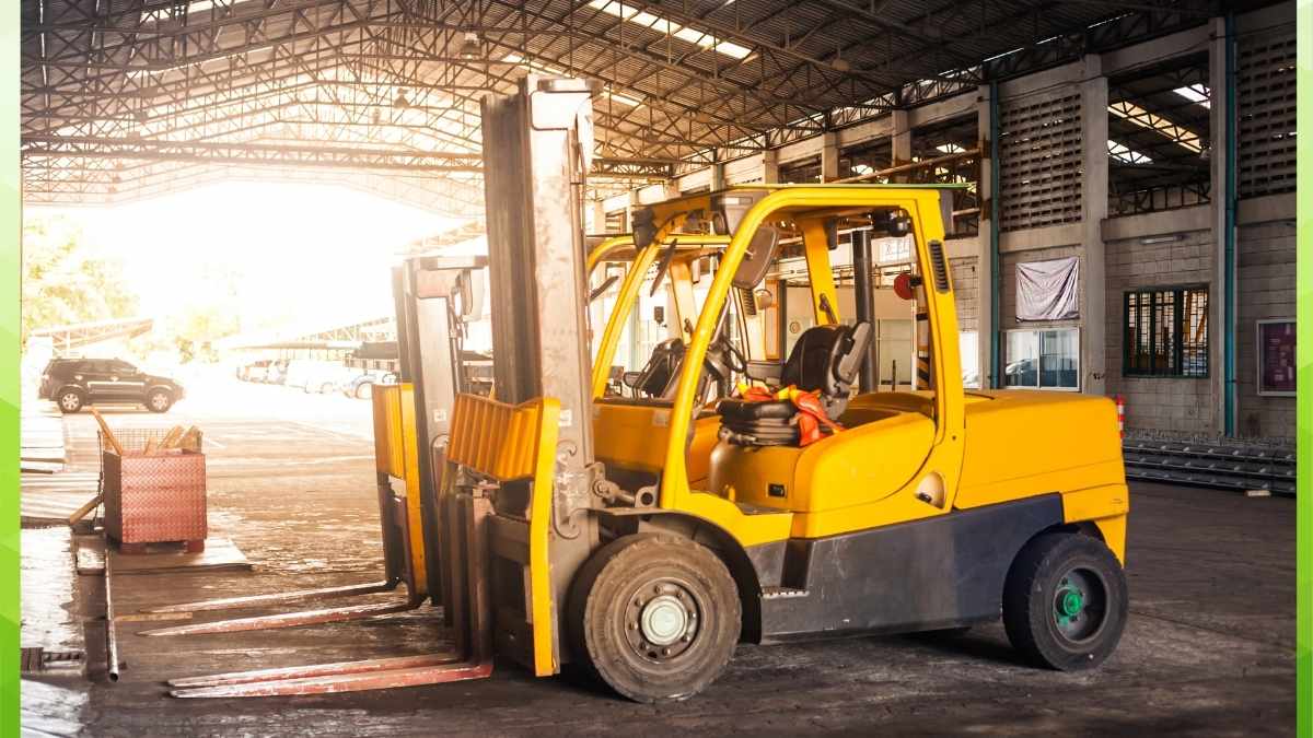 forklifts in a warehouse